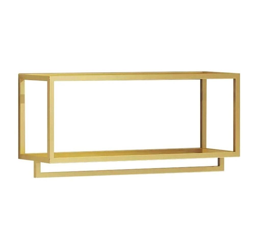 31.5" Wall-Mounted Gold Garment Rack with Storage Shelf Boutique Clothing Stores
